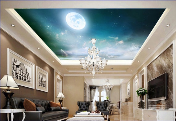 Papier Peint 3D Corridor Moon - Impression Murale Moderne - AJ Wallpaper UK - Neuf