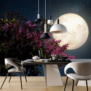 3D Romantische Vollmond R6139 abnehmbare Tapete selbstklebend Tapete extra groß Peel & Stick Tapete Tapete Wandbild AJ WALLPAPERS