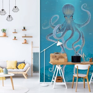 3D Meer Monster Giant Octopus A042 abnehmbare Tapete selbst klebende Tapete große Peel & Stick Wallpaper Wallpaper Wandbild Vincent