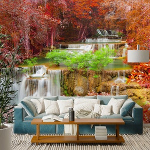 3D Otoño Cascada L1601 Papel pintado removible Papel pintado autoadhesivo Papel pintado extra grande Peel & Stick Papel pintado Mural AJ WALLPAPERS