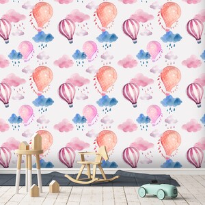 3D Pink Hot Air Balloons L1929 Carta da parati rimovibile Carta da parati autoadesiva Carta da parati Extra Large Peel & Stick Wallpaper Wallpaper Mural AJ WALLPAPERS