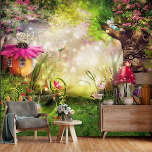 3D Forest Elf L2443 Papel de parede removível Papel de parede autoadesivo Extra grande Peel & Stick Papel de parede Mural AJ WALLPAPERS