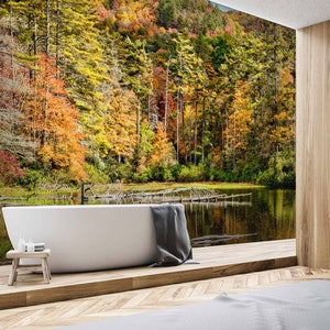3D Herbst Wald Charm A4306 abnehmbare Tapete selbstklebende Tapete große Schale & Klebetapete Tapete Wandbild Beth Sheridan