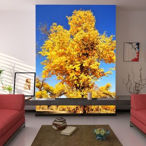 3D Nature Yellow Tree R11302 Fondo de pantalla extraíble Fondo de pantalla autoadhesivo Papel tapiz Extra grande Peel & Stick Wallpaper Wallpaper Mural AJ WALLPAPERS