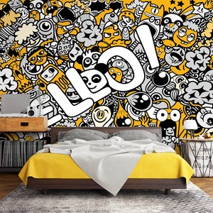 3D Doodle Cartoon L2761 verwisselbaar behang zelfklevend behang Extra grote Peel & Stick Wallpaper Wallpaper muurschildering AJ WALLPAPERS