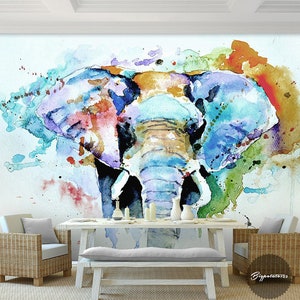 3D Elephant E06 Fonds peint amovible Self Adhesive Wallpaper Extra Large Peel - Stick Wallpaper Wallpaper Mural AJ WALLPAPER Wallpaper Wallpaper Wallpaper AJ WALLPAPER