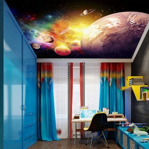 3D Colored Cosmic Light CA841 Ceiling Wallpaper Removable Self Adhesive Wallpaper Large Peel & Stick Wallpaper Wallpaper Mural AJ WALLPAPERS