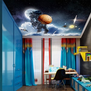 3D Astronaut And Planet CA3391 plafondbehang verwijderbare zelfklevende behang grote peel & stick behang muurschildering