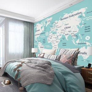 3D White World Map L947 Papel pintado extraíble Papel tapiz autoadhesivo Extra grande Peel & Stick Papel tapiz Papel tapiz Mural AJ FONDOS DE PANTALLA