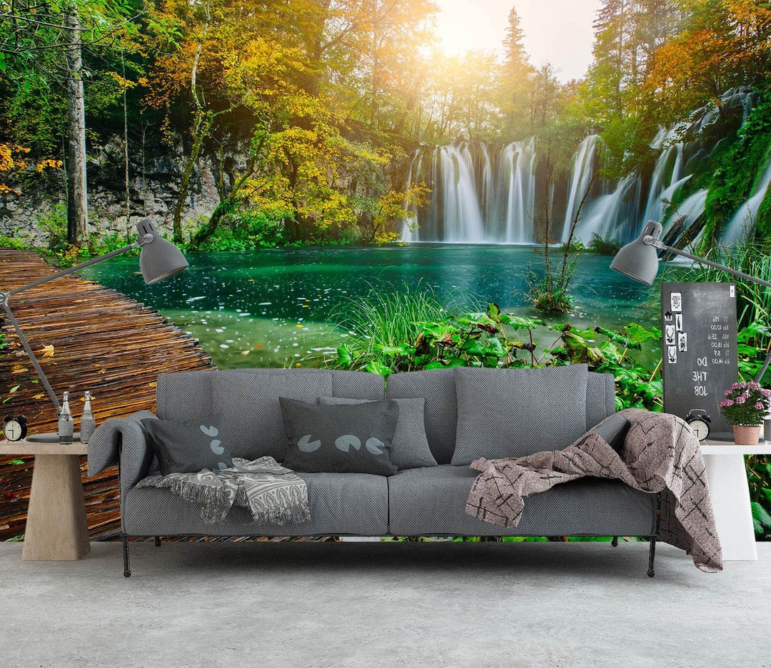 3D Green Lake in the Forest L866 Removable Wallpaper Self Adhesive