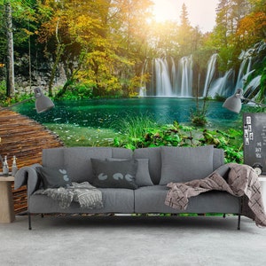 3D Grüner See im Wald L866 abnehmbare Tapete selbstklebende Tapete extra groß Peel & Stick Tapete Tapete Wandbild