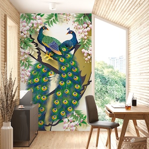 Pintura de pavo real 3D L1435 Papel pintado removible Papel pintado autoadhesivo Papel pintado extra grande Peel & Stick Papel pintado Mural AJ WALLPAPERS