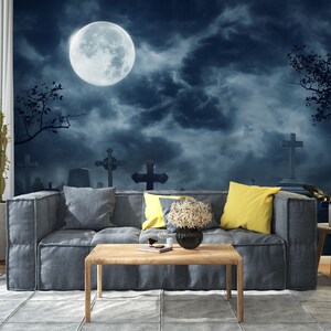 3D Vollmond Nacht L1872 Abnehmbare Tapete selbstklebende Tapete Extra große Peel & Stick Wallpaper Wallpaper Wandbild AJ HINTERGRUNDBILDER