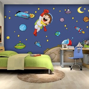 3D astronauten D271 verwisselbare wallpaper zelf klevende wallpaper extra grote Peel & stick Wallpaper Wallpaper muurschildering AJ WALLPAPERS