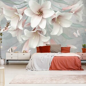 Arte 3D Lírio Flores L1152 Papel de Parede Removível Papel de Parede Autoadesivo Extra Grande Peel & Stick Papel de Parede Mural AJ PAPÉIS DE PAREDE