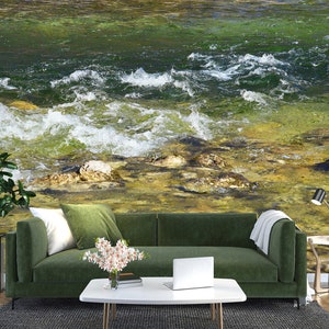 3D Green Stream Water L1017 Papel pintado removible Papel pintado autoadhesivo Extra grande Peel & Stick Wallpaper Mural AJ WALLPAPERS