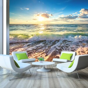 3D Sunny Sea Beach R4374 abnehmbare Tapete selbstklebend Tapete extra groß Peel & Stick Tapete Tapete Wandbild AJ WALLPAPERS