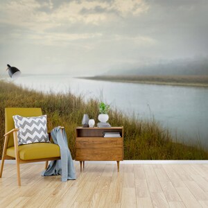 3D Nature Hazy Wide River A4290 Papel pintado extraíble Papel pintado autoadhesivo Big Peel & Stick Wallpaper Wallpaper Mural Beth Sheridan