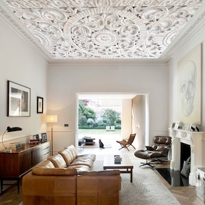 3D witte stenen carving C196 plafond behang verwisselbare zelf klevende wallpaper grote Peel & stick Wallpaper Wallpaper muurschildering AJ WALLPAPERS