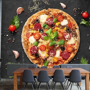 3D Essen Pizza R6798 abnehmbare Tapete selbstklebend Tapete extra groß Peel & Stick Tapete Tapete Wandbild AJ WALLPAPERS