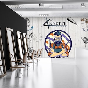 3D Great Barber L461 Papel pintado extraíble Papel tapiz autoadhesivo Extra grande Peel & Stick Papel tapiz Papel tapiz Mural AJ FONDOS DE PANTALLA