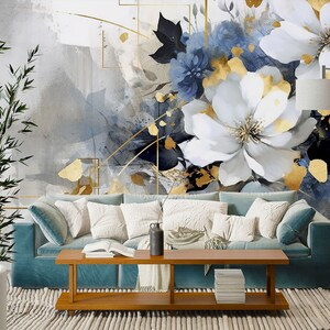 3D Noble White Flowers L1766 Papel pintado removible Papel pintado autoadhesivo Extra grande Peel & Stick Wallpaper Mural AJ WALLPAPERS