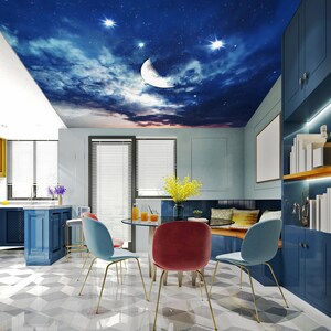 3D Moon Dream CA083 Deckentapete abnehmbare selbstklebende Tapete große Schale & Klebetapete Tapete Wandbild AJ WALLPAPERS