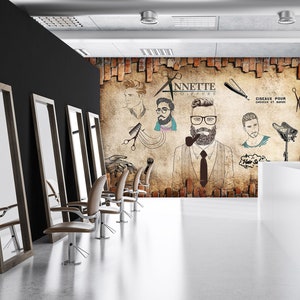 3D Retro Barber Shop L466 Papel pintado extraíble Papel tapiz autoadhesivo Extra grande Peel & Stick Papel tapiz Papel tapiz Mural AJ FONDOS DE PANTALLA