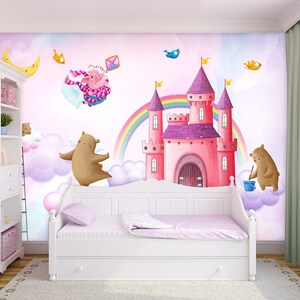3D cartone animato Castello L07 Carta da parati rimovibile Auto adesivo Extra Large Peel & Stick Wallpaper Mural AJ WALLPAPERS