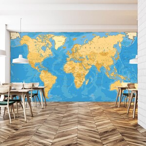 3D Amarelo Mapa Do Mundo L992 Papel De Parede Removível Papel De Parede Autoadesivo Extra Grande Peel & Stick Papel De Parede Mural AJ PAPÉIS DE PAREDE