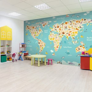 3d bonito mapa do mundo l058 papel de parede removível auto adesivo extra grande casca & vara papel de parede mural aj papéis de parede