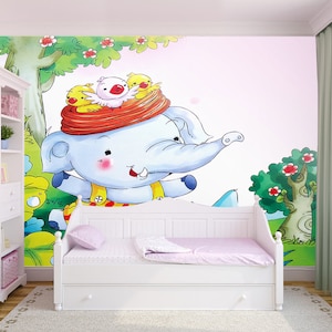 3D Animal Baby Elephant R11369 Papier peint amovible Papier peint autocollant Extra Large Peel & Stick Wallpaper Wallpaper Mural AJ WALLPAPERS