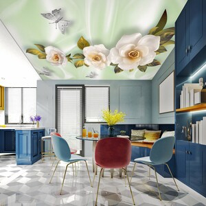 3D Jade Bloemen CA3428 Plafond Behang Verwijderbare Zelfklevende Wallpaper Grote Peel & Stick Wallpaper Muurschildering AJ WALLPAPERS