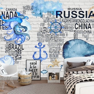 3D Cartoon Whale L920 verwijderbare wallpaper zelfklevend behang extra grote peel & stick wallpaper muurschildering AJ WALLPAPERS