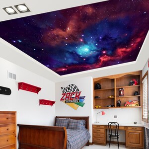 3D Rojo Cosmic Light CA3205 Papel tapiz de techo extraíble autoadhesivo Papel pintado Grande Peel & Stick Papel tapiz Mural AJ WALLPAPERS