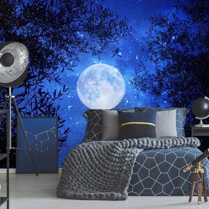 3D Night Blue Starry Sky R6153 Papier peint amovible Papier peint autocollant Extra Large Peel & Stick Wallpaper Wallpaper Mural AJ WALLPAPERS