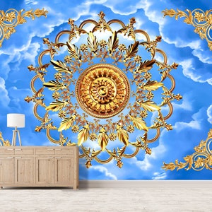 3D Gouden Kunst Patronen R6196 Verwijderbaar Behang Zelfklevend Behang Extra Grote Peel &Stick Wallpaper Wallpaper Mural AJ WALLPAPERS