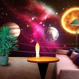 3D Fantasy Sonnensystem R6282 abnehmbare Tapete selbstklebend Tapete extra groß Peel & Stick Tapete Tapete Wandbild AJ WALLPAPERS