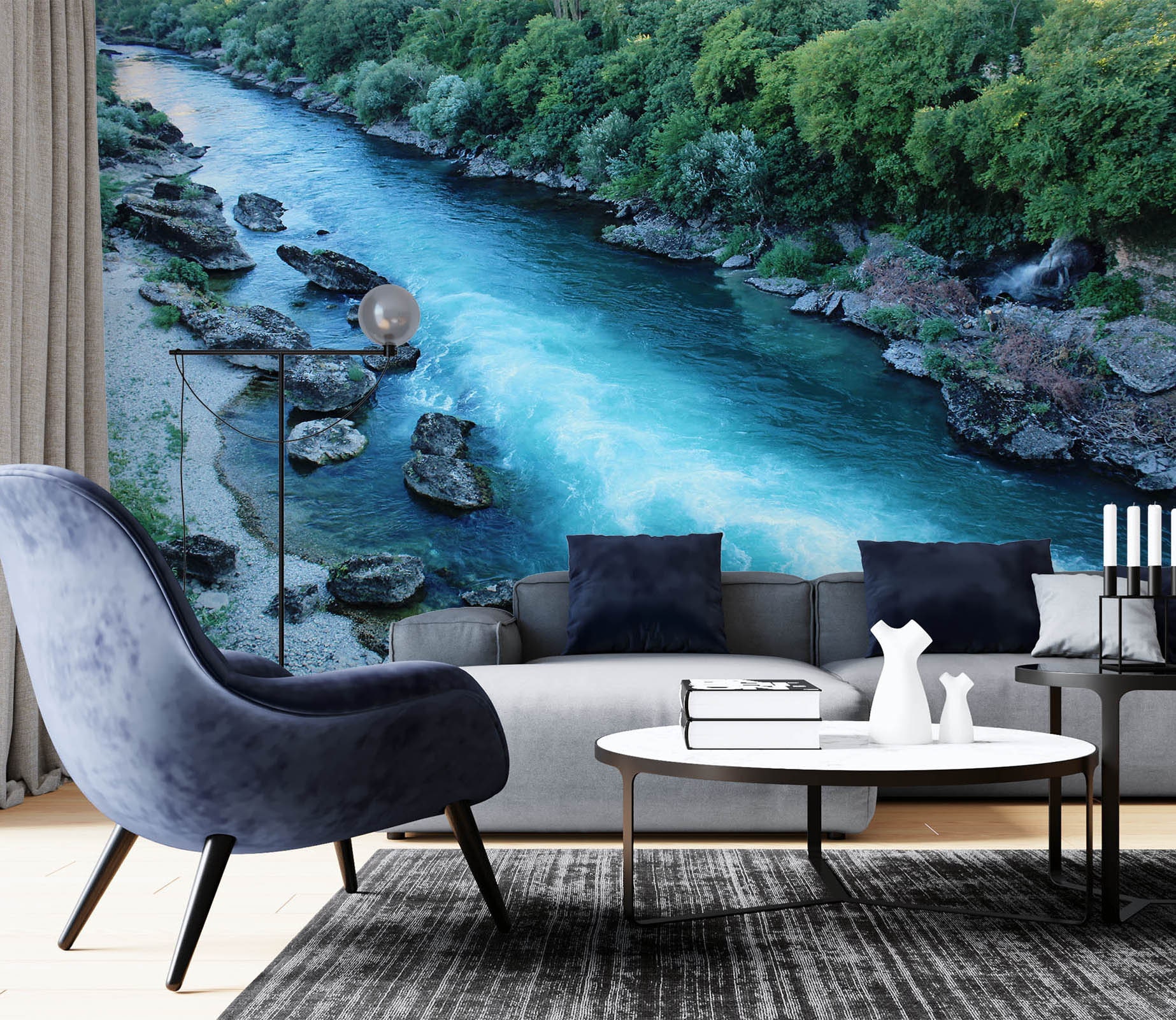 3d Blue River Record L1431 Removable Wallpaper Self Adhesive Etsy