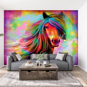 3D Tier Pferd Malerei L1215 Abnehmbare Tapete selbstklebende Tapete Extra große Peel & Stick Wallpaper Wallpaper Wandbild AJ HINTERGRUNDBILDER