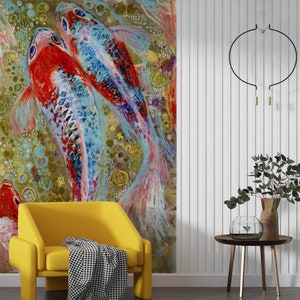 3d animal koi pintura l2921 papel de parede removível auto adesivo extra grande casca & vara papel de parede mural aj papéis de parede
