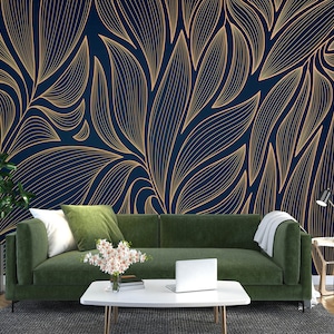 3D Simple Leaf Lines L2573 Papel pintado removible Papel pintado autoadhesivo Papel pintado extra grande Peel & Stick Papel pintado Mural AJ WALLPAPERS