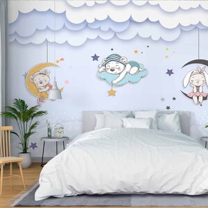 3D Night Sky Animals L2438 Papel pintado removible Papel pintado autoadhesivo Extra grande Peel & Stick Wallpaper Mural AJ WALLPAPERS