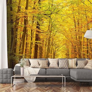 3D Golden Forest L679 abnehmbare Tapete selbstklebende Tapete extra groß Peel & Stick Tapete Wandbild AJ WALLPAPERS