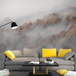 3D Misty Autumn Forest L2055 Abnehmbare Tapete selbstklebende Tapete Extra große Peel & Stick Wallpaper Wallpaper Wandbild AJ HINTERGRUNDBILDER