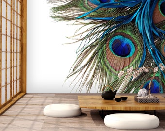 3D Peacock Feather FJF452 Removable Wallpaper Self Adhesive Wallpaper Extra Large Peel & Stick Wallpaper Wallpaper Mural AJ WALLPAPERS