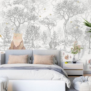 3D Handgezeichnete Wald L3077 Abnehmbare Tapete Selbstklebende Tapete Extra Großes Wandbild zum Abziehen & Aufkleben AJ WALLPAPERS