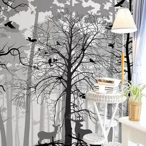 3D Dark Forest F14 abnehmbare Tapete selbstklebende Tapete Extra große Peel & Stick Wallpaper Wallpaper Wandbild AJ WALLPAPERS