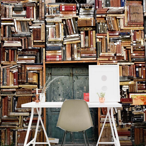 Estudio de libros 3D Leer FJF304 Papel pintado extraíble autoadhesivo papel pintado extra grande Peel & Stick Wallpaper Mural AJ WALLPAPERS