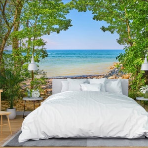 3D Beach Woods L2371 Papel pintado removible Papel pintado autoadhesivo Papel pintado extra grande Peel & Stick Papel pintado Mural AJ WALLPAPERS